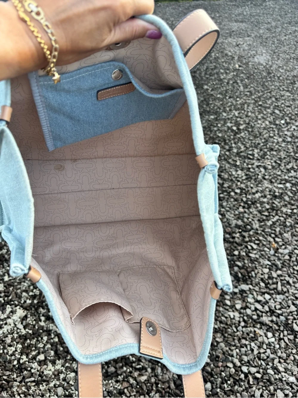 True Religion Light Wash Denim Tote Bag Large Horseshoe Shopper